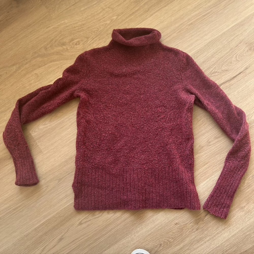 ** madewell Womens Knitted Sweater Mock Neck Marled Maroon Nylon Wool XS